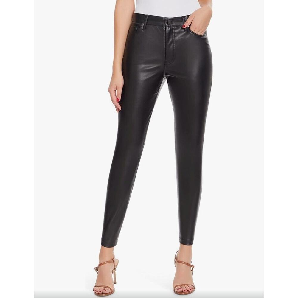 SAM EDELMAN sz 25 Black Faux Leather High Rise Skinny Ankle Pants Jeans Leggings